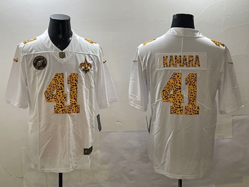 Men New Orleans Saints #41 Kamara White Panther pattern Nike 2025 Limited NFL Jersey style 3